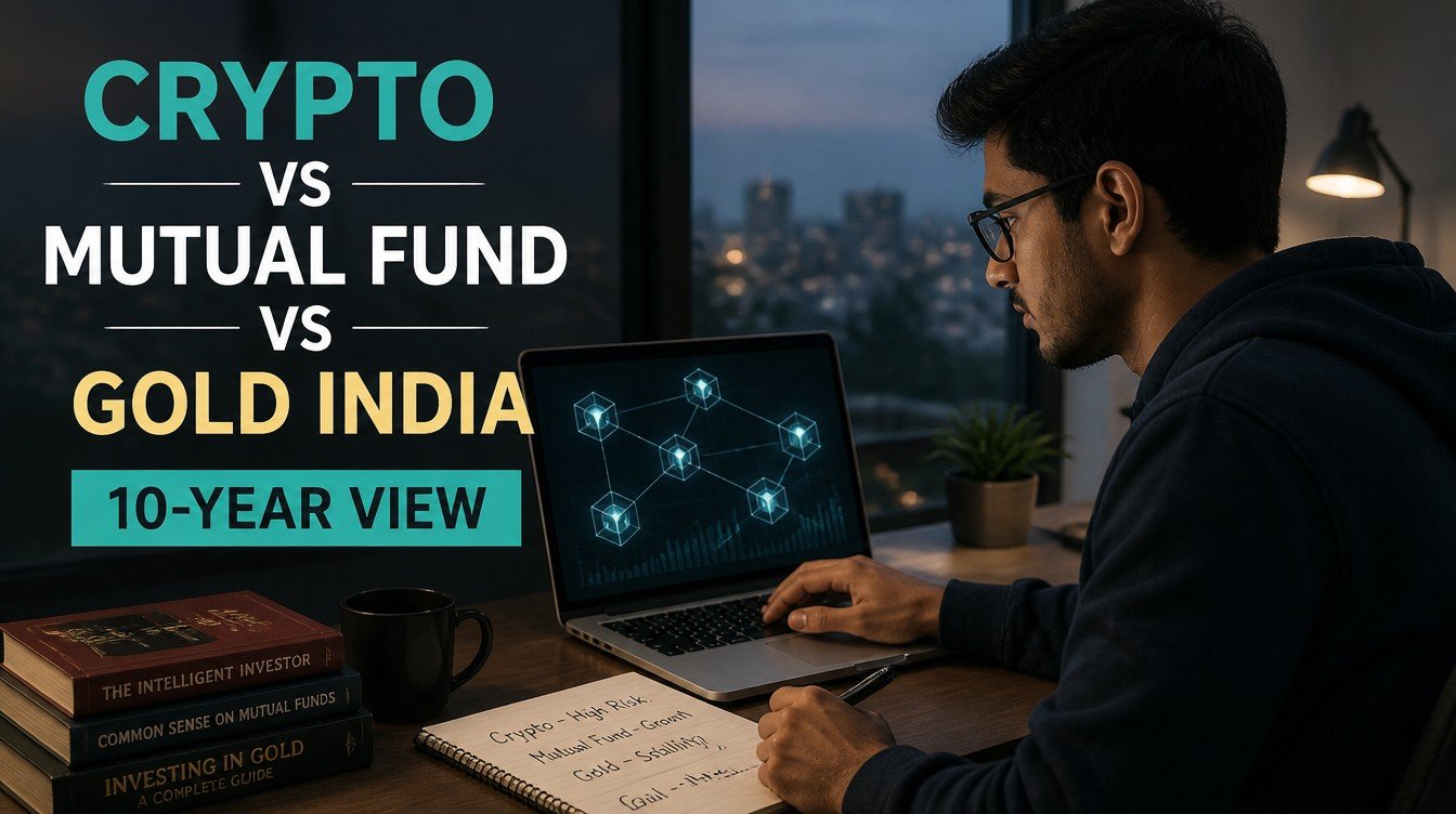 Crypto vs Mutual Fund vs Gold India: 10-Year View - hero image
