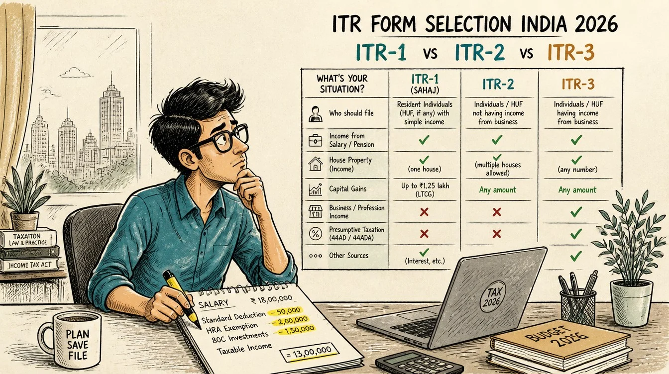 ITR Form Selection India 2026: ITR-1 vs ITR-2 vs ITR-3 - inline-2 illustration (itr form selection india 2026 itr 1 vs itr 2 vs itr 3)