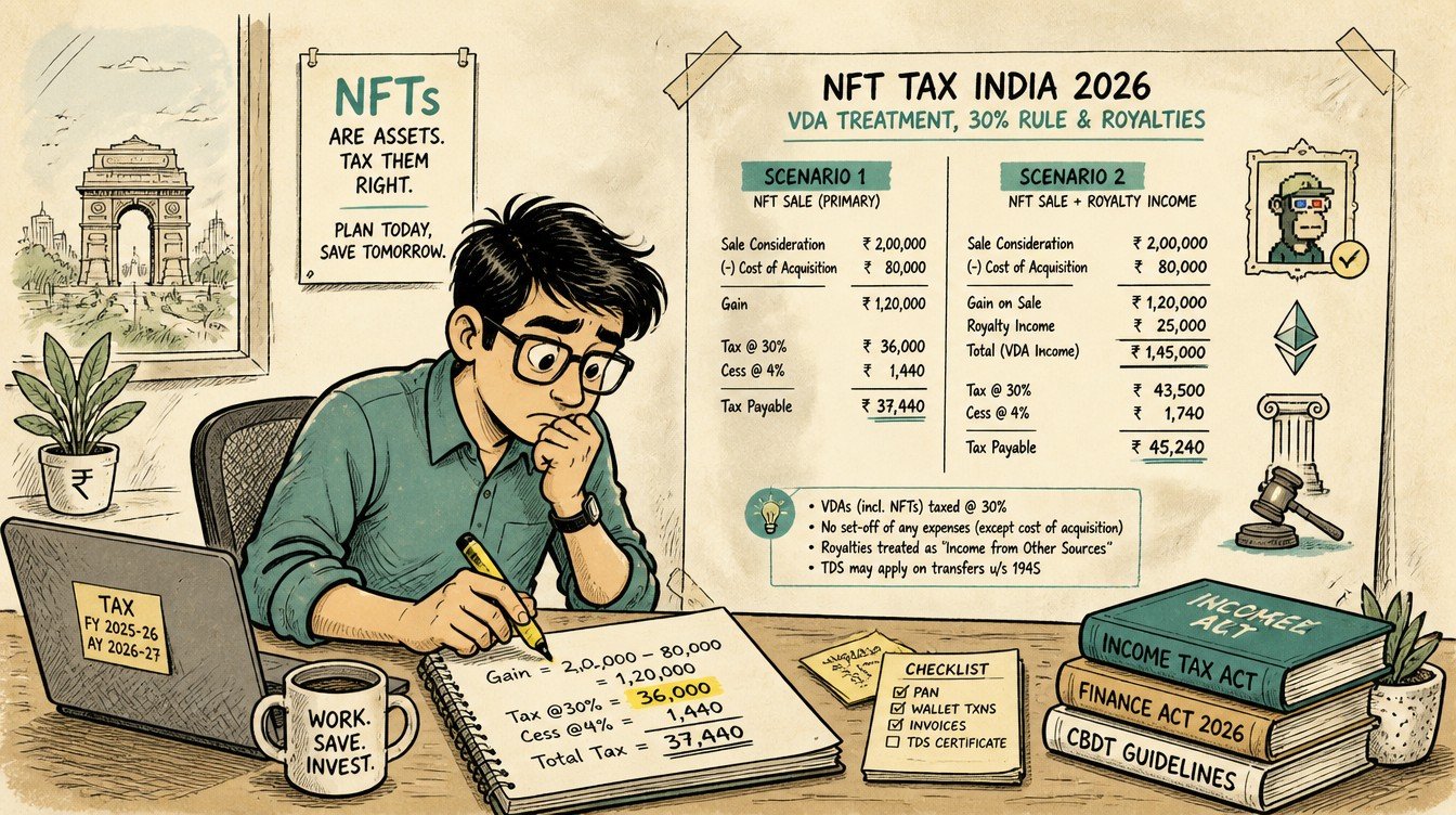 NFT Tax India 2026: VDA Treatment, 30% Rule and Royalties - inline-2 illustration (nft tax india 2026 vda 115bbh creator royalty)