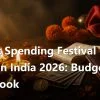 Smart spending festival season India editorial scene with diyas, rupee notes, marigold petals