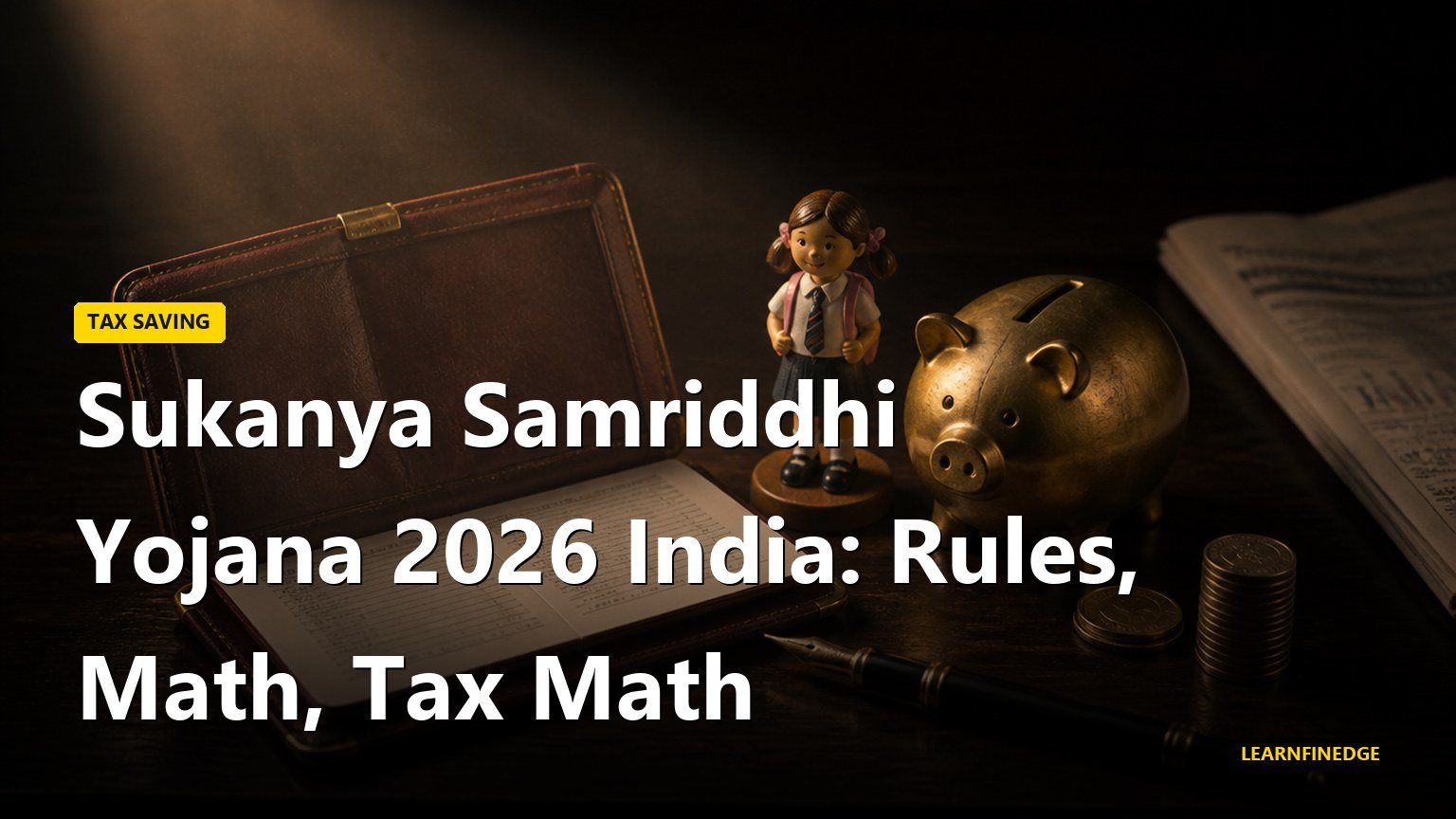 Sukanya Samriddhi Yojana 2026 India: Rules, Math, Tax Math. Editorial India personal finance illustration.