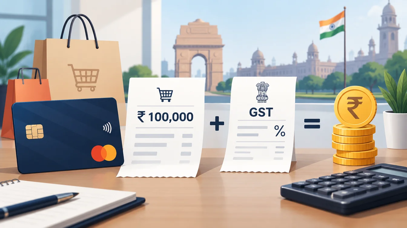 How much does GST on credit card fees in India add to a Rs. 100,000 spend?