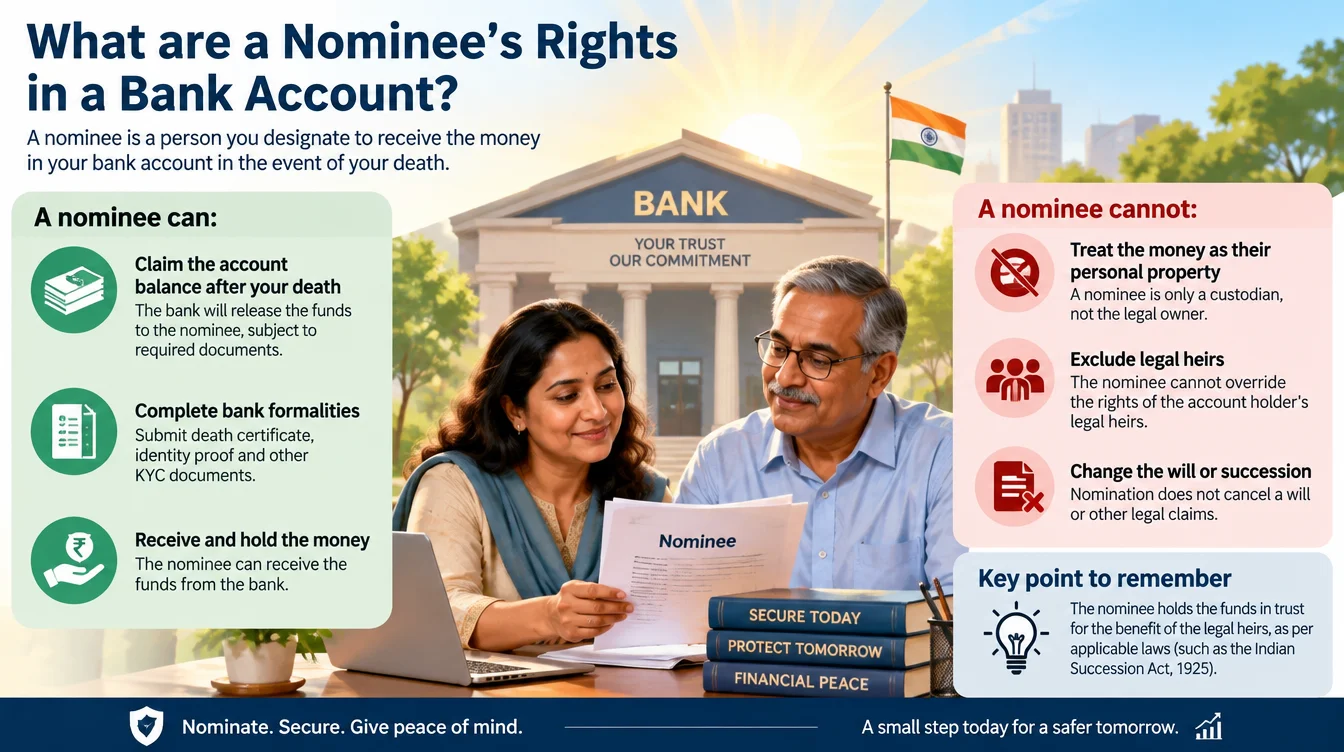 What are a nominee's rights in a bank account