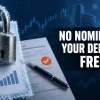 Frost-rimmed padlock on a demat statement beside a nomination form: SEBI demat nomination rules and freeze risk, India 2026