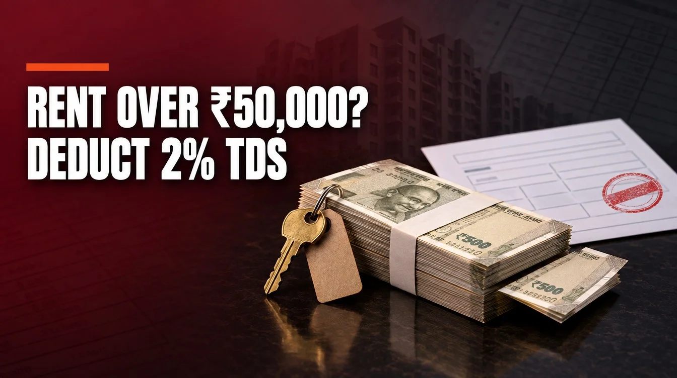 TDS on rent Section 194IB India 2026: tenants paying over Rs 50,000 a month must deduct 2% TDS